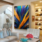 Feathered Radiance Glass Finish Vertical Wall Art