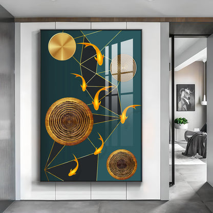 Aquatic Elegance Glass Finish Vertical Wall Art