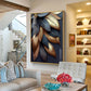 Golden Petal Elegance Glass Finish Vertical Wall Art