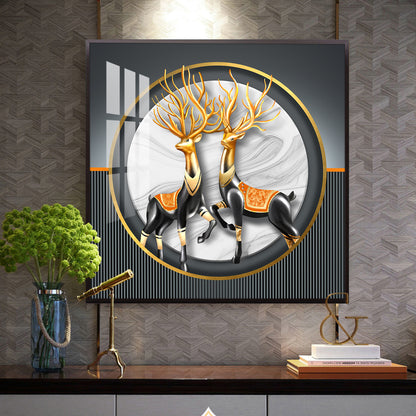 Deer in Unity Glass Finish Square Wall Art