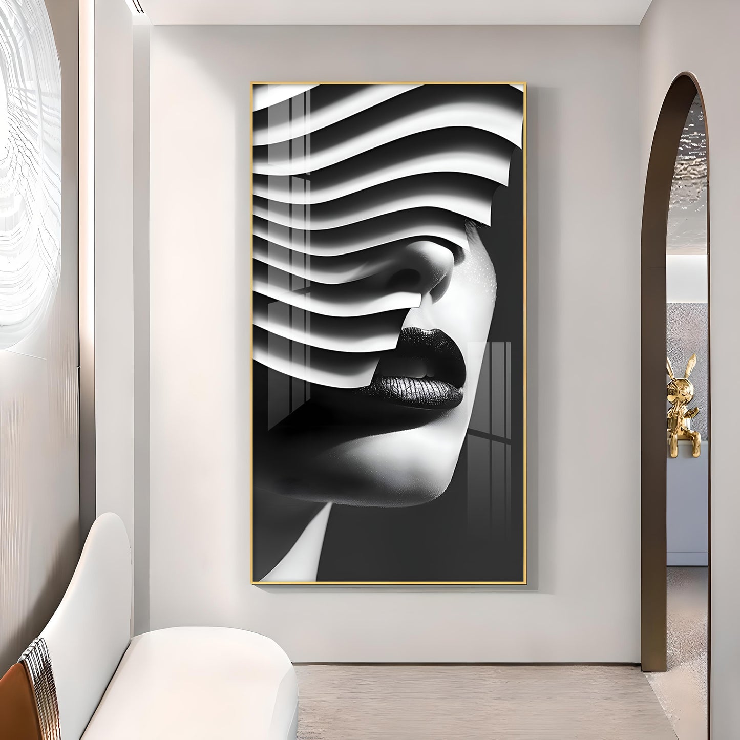 Facade of Harmony Glass Finish Vertical Wall Art