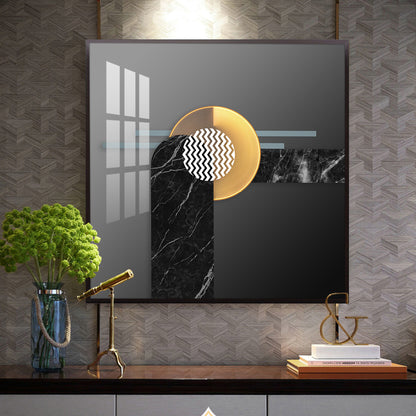 Black and Gold Glass Finish Square Wall Art