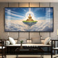 Majestic Buddha In Cloud Glass Finish Horizontal Wall Art