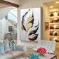 Luxe Leaf Art Glass Finish Vertical Wall Art