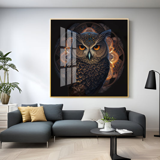 Enchanted Owl Glass Finish Square Wall Art