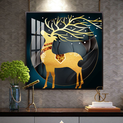 Ethereal Antlers Glass Finish Square Wall Art