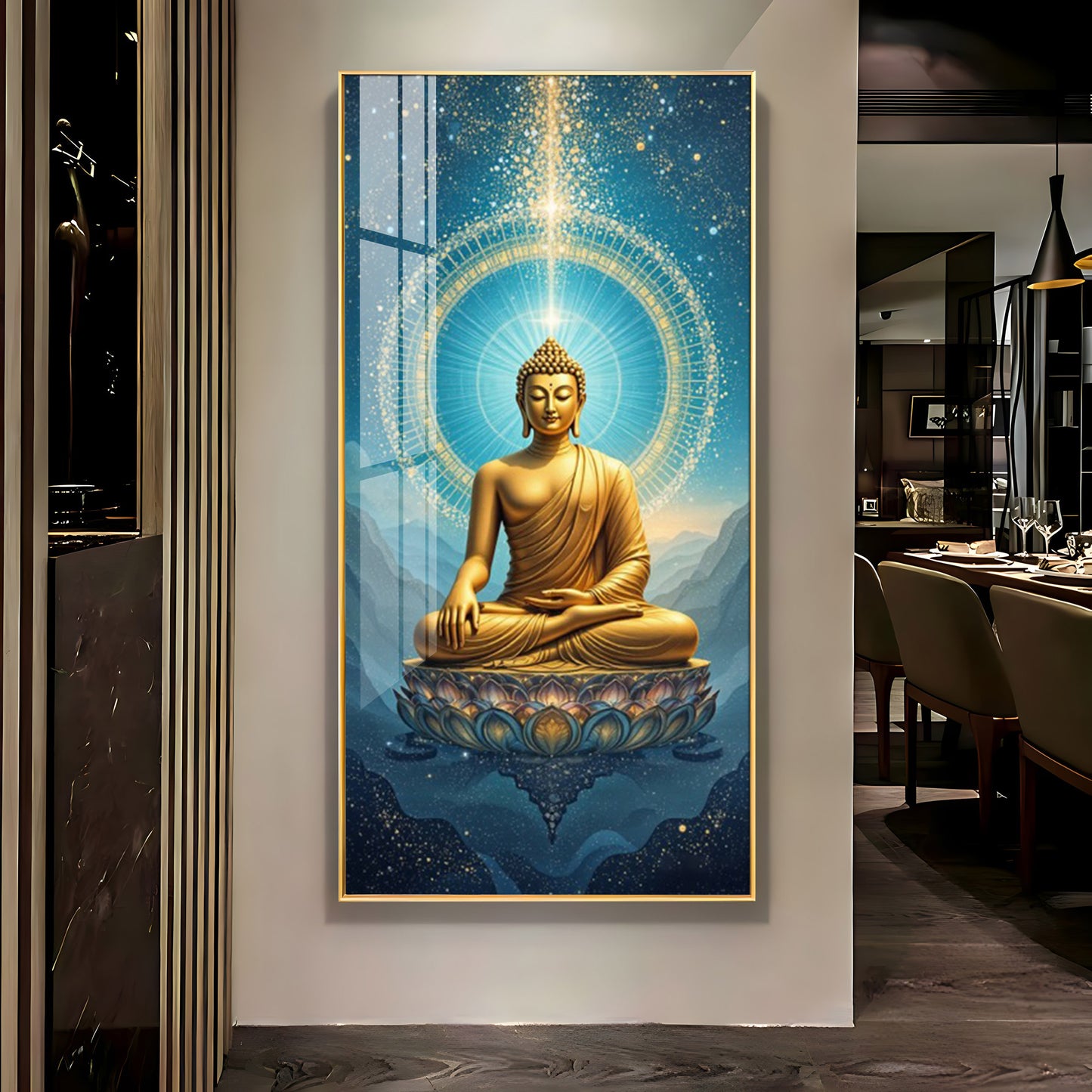 Mastering Concious Energery Budha Glass Finish Vertical Wall Art