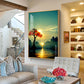 Golden Vista Glass Finish Vertical Wall Art