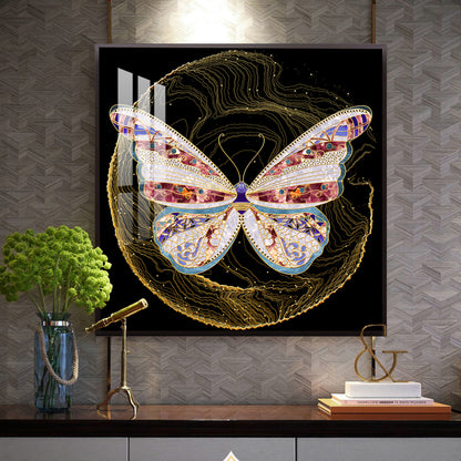 Nocturnal Wings Glass Finish Square Wall Art