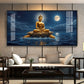 Buddha Sitting Peacfully Glass Finish Horizontal Wall Art