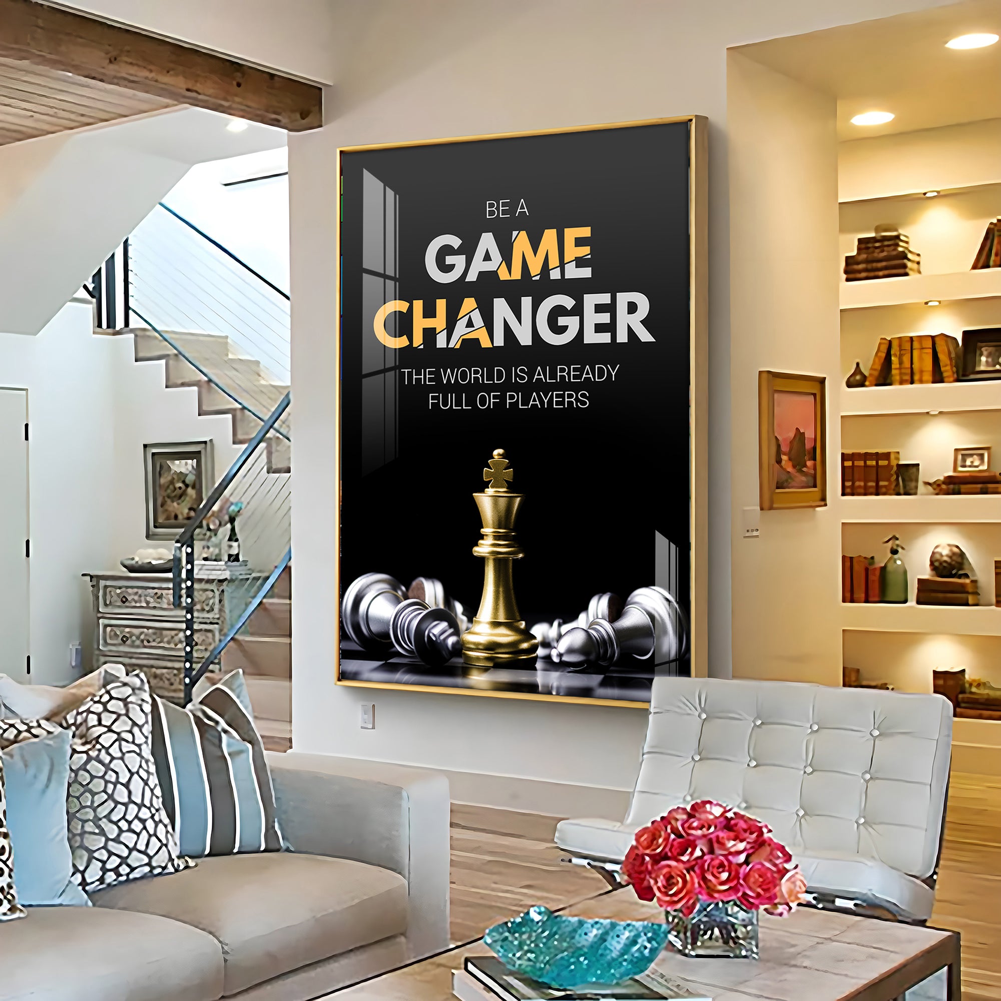 Be A Game Changer Glass Finish Vertical Wall Art