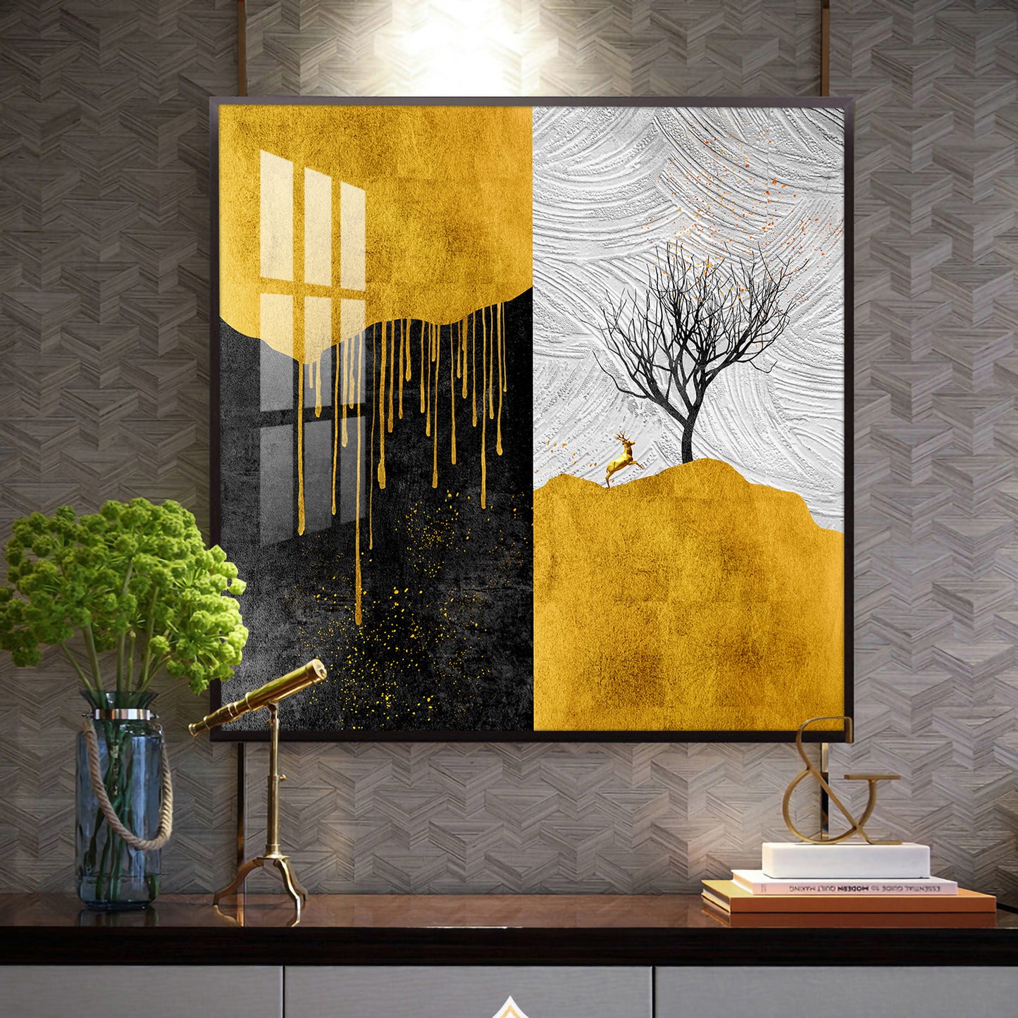 Majestic Tree Glass Finish Square Wall Art