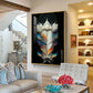 Celestial Feather Glass Finish Vertical Wall Art