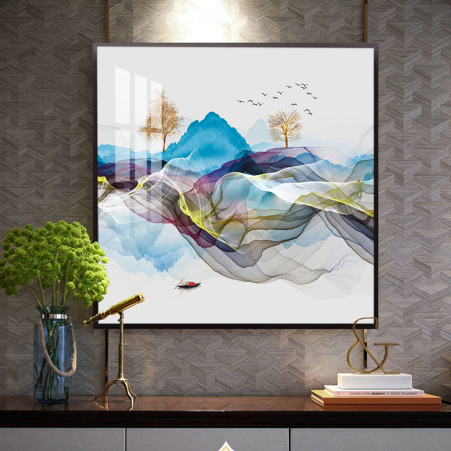 Alpine Vista Glass Finish Square Wall Art