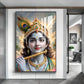 Shri Krishna Ji With Flute Glass Finish Vertical Wall Art