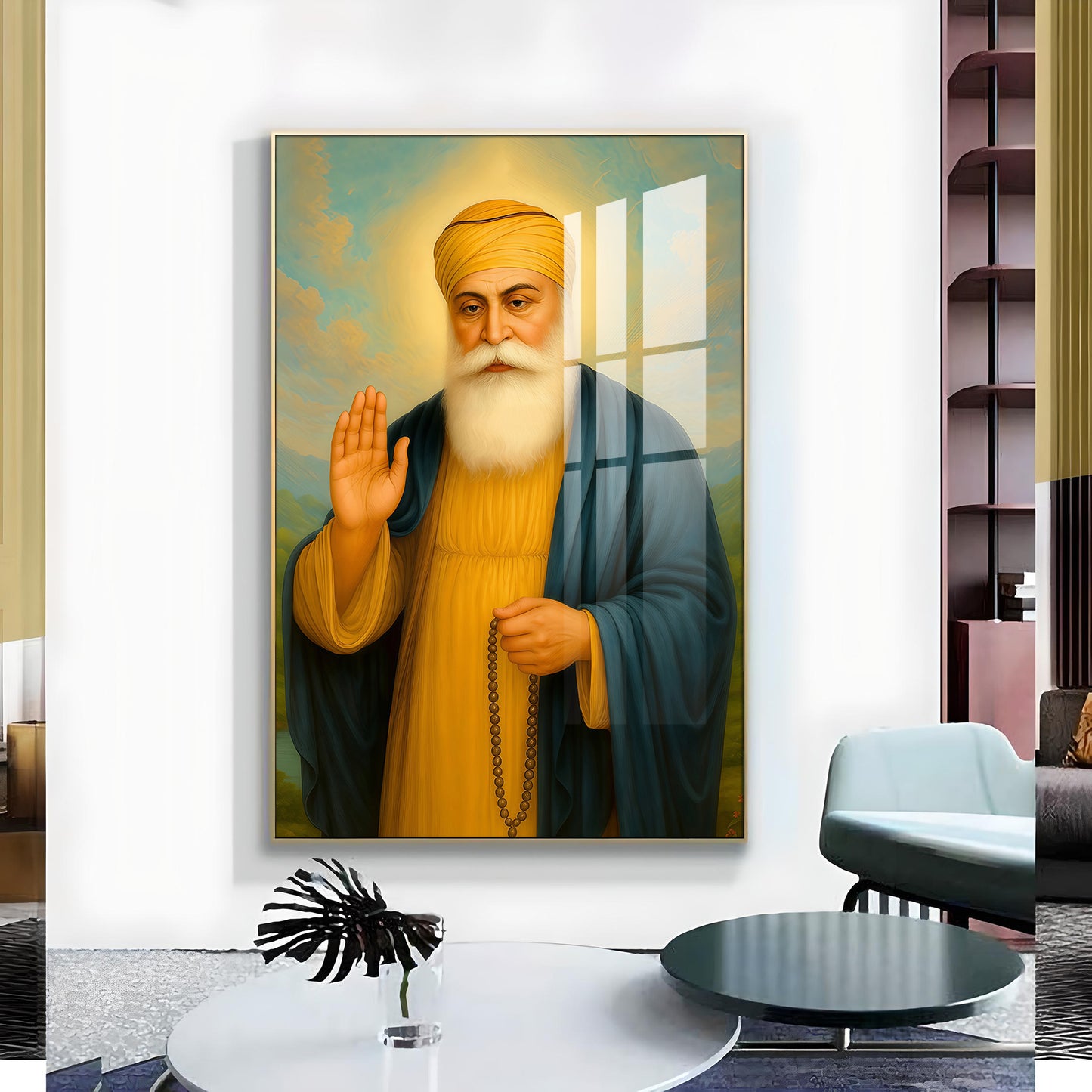 A Tribute to the Guru Glass Finish Vertical Wall Art