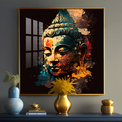 Tranquil Buddha Glass Finish Square Wall Art