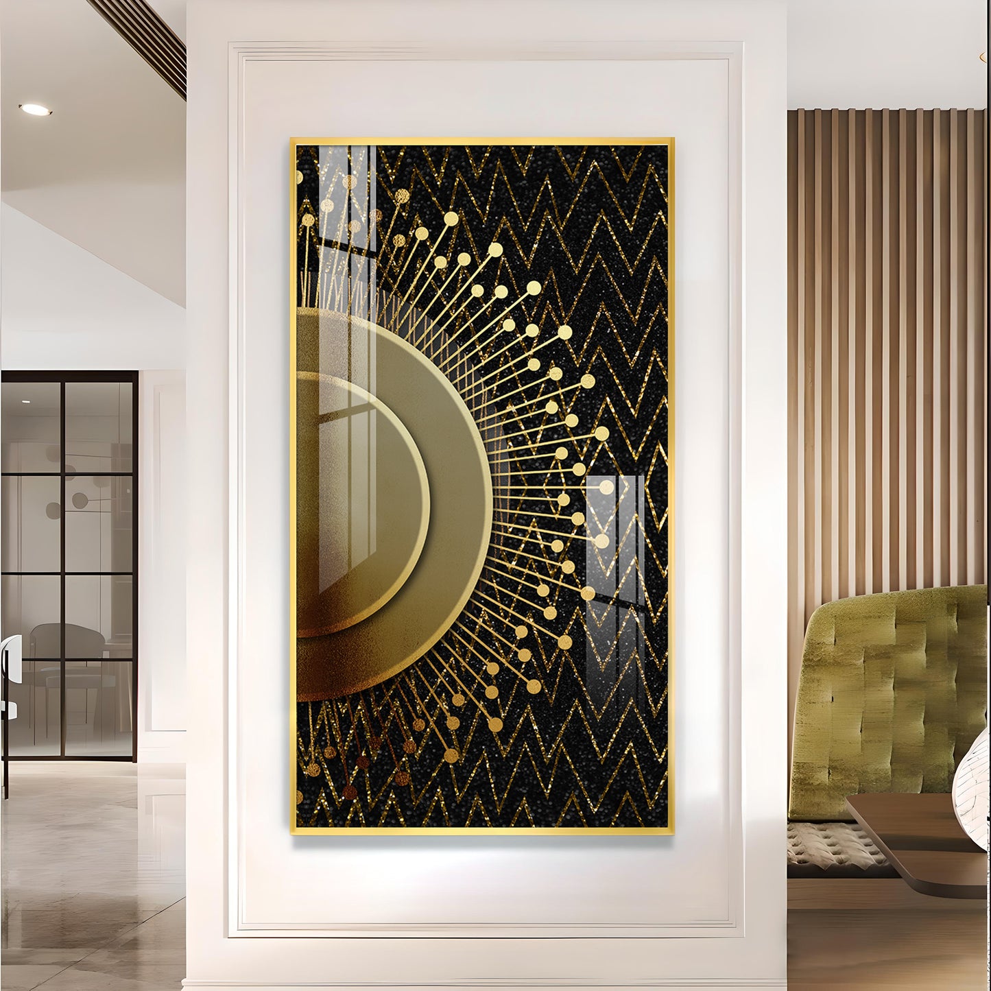 Striped Opulence Glass Finish Vertical Wall Art