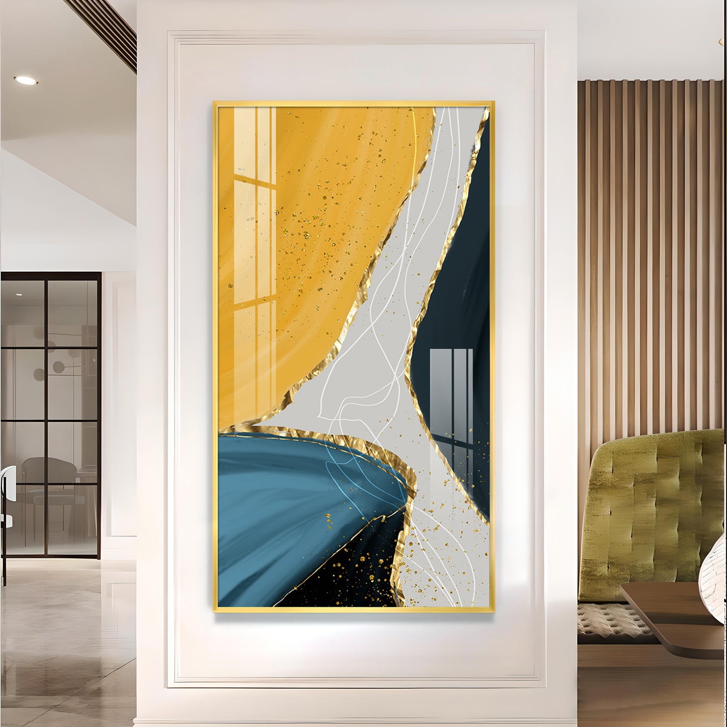 Luminous Depths Glass Finish Vertical Wall Art