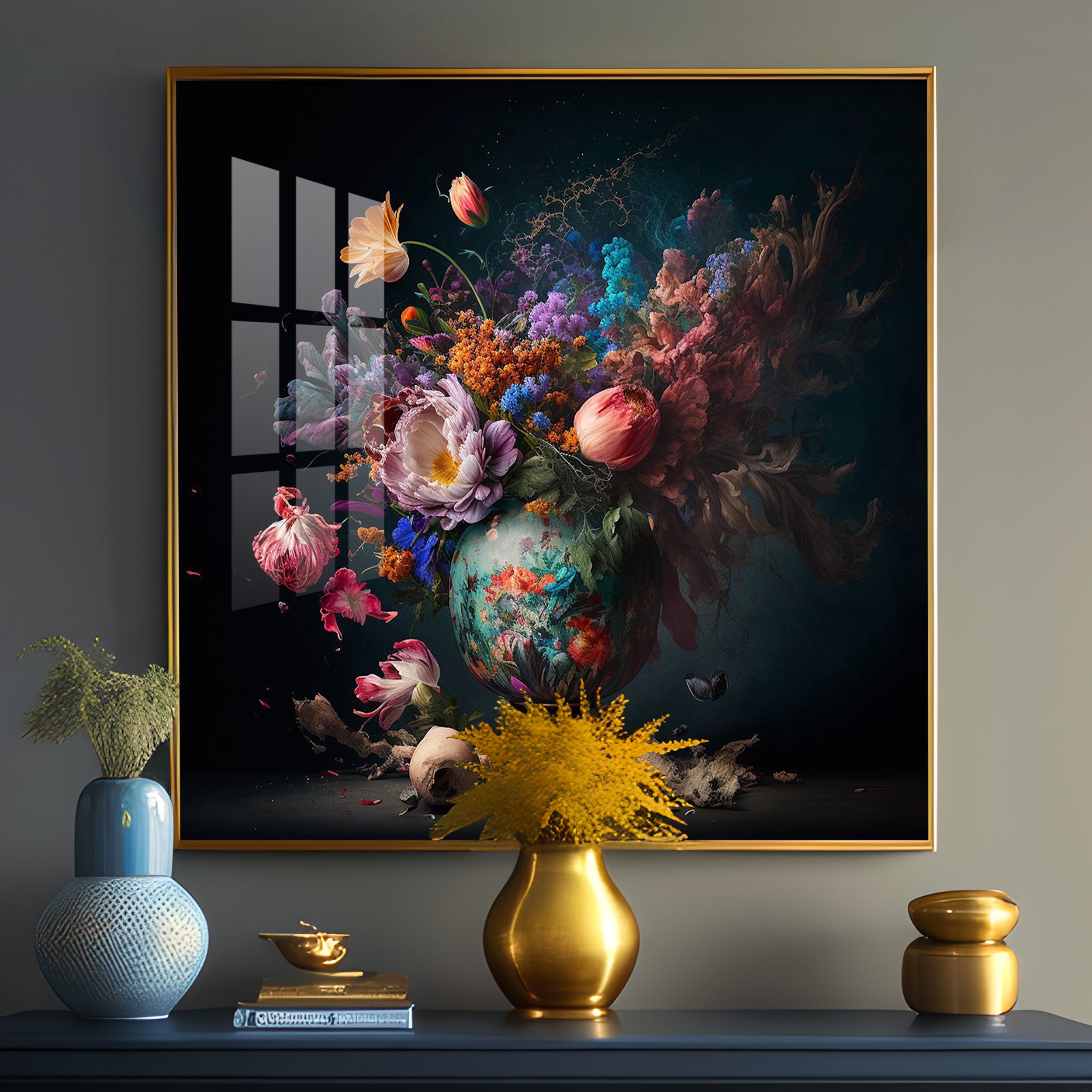 Botanical Beauty Glass Finish Square Wall Art