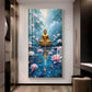 Meditating Budha With Lotus Glass Finish Vertical Wall Art