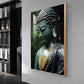 Buddha's Tranquil Embrace Glass Finish Vertical Wall Art