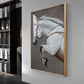 Black & Gold Harmony Horse Glass Finish Vertical Wall Art