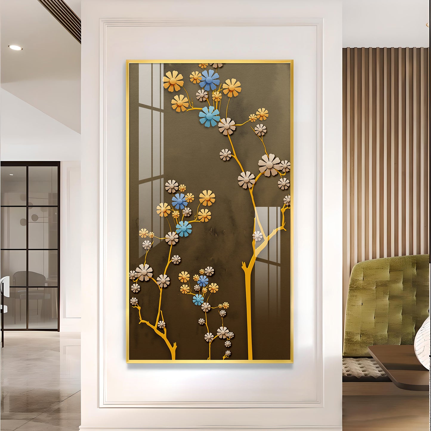 Blossom Mural Glass Finish Vertical Wall Art