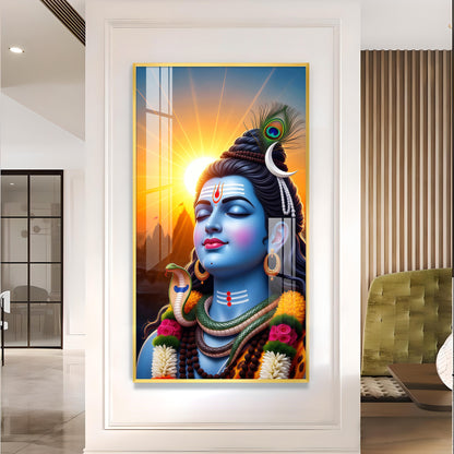 Jai Bhole Baba Glass Finish Vertical Wall Art