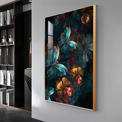 Floral Fantasy Glass Finish Vertical Wall Art