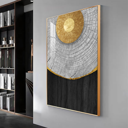 Golden Aura Living Glass Finish Vertical Wall Art