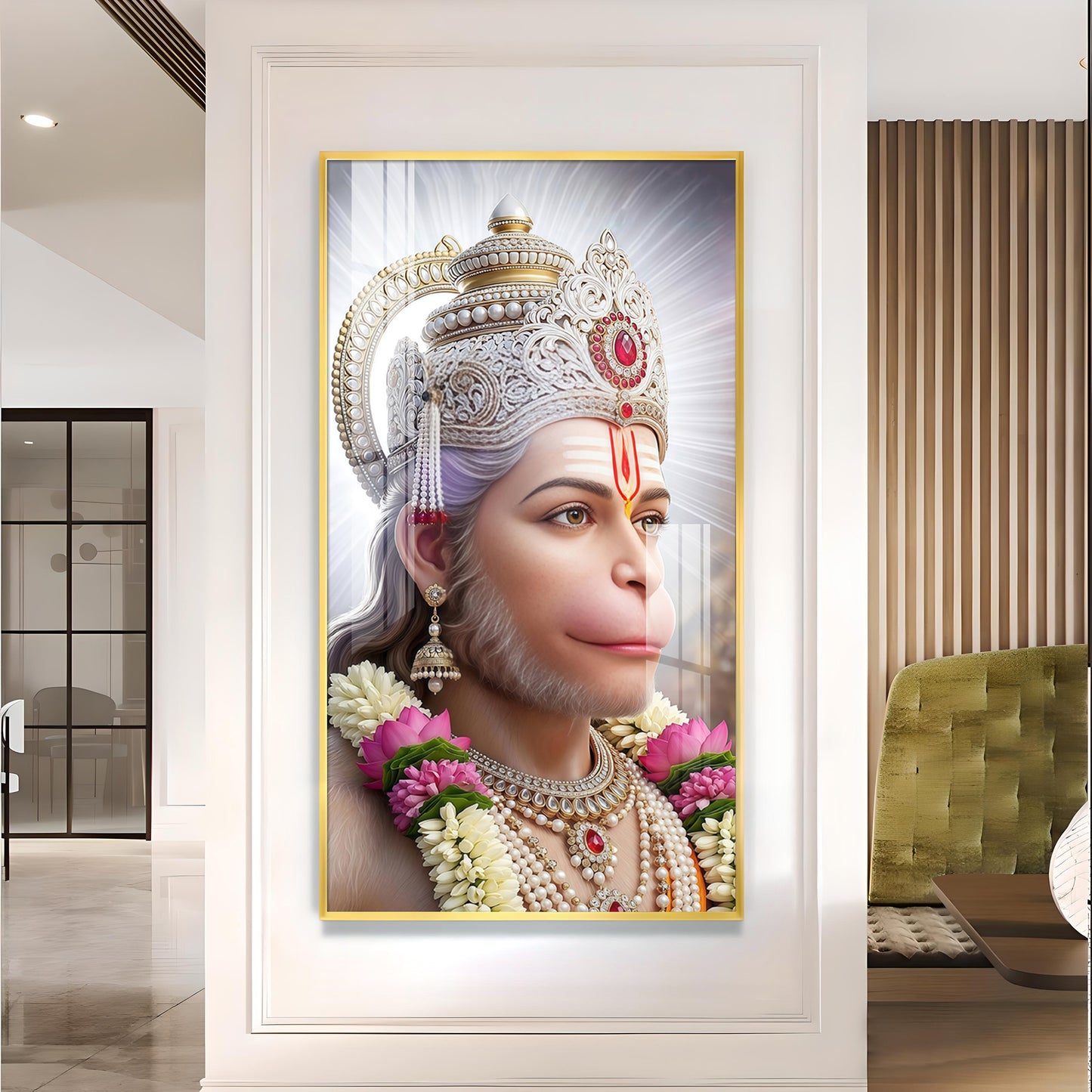 Pavan Putra Hanuman Ji Glass Finish Vertical Wall Art