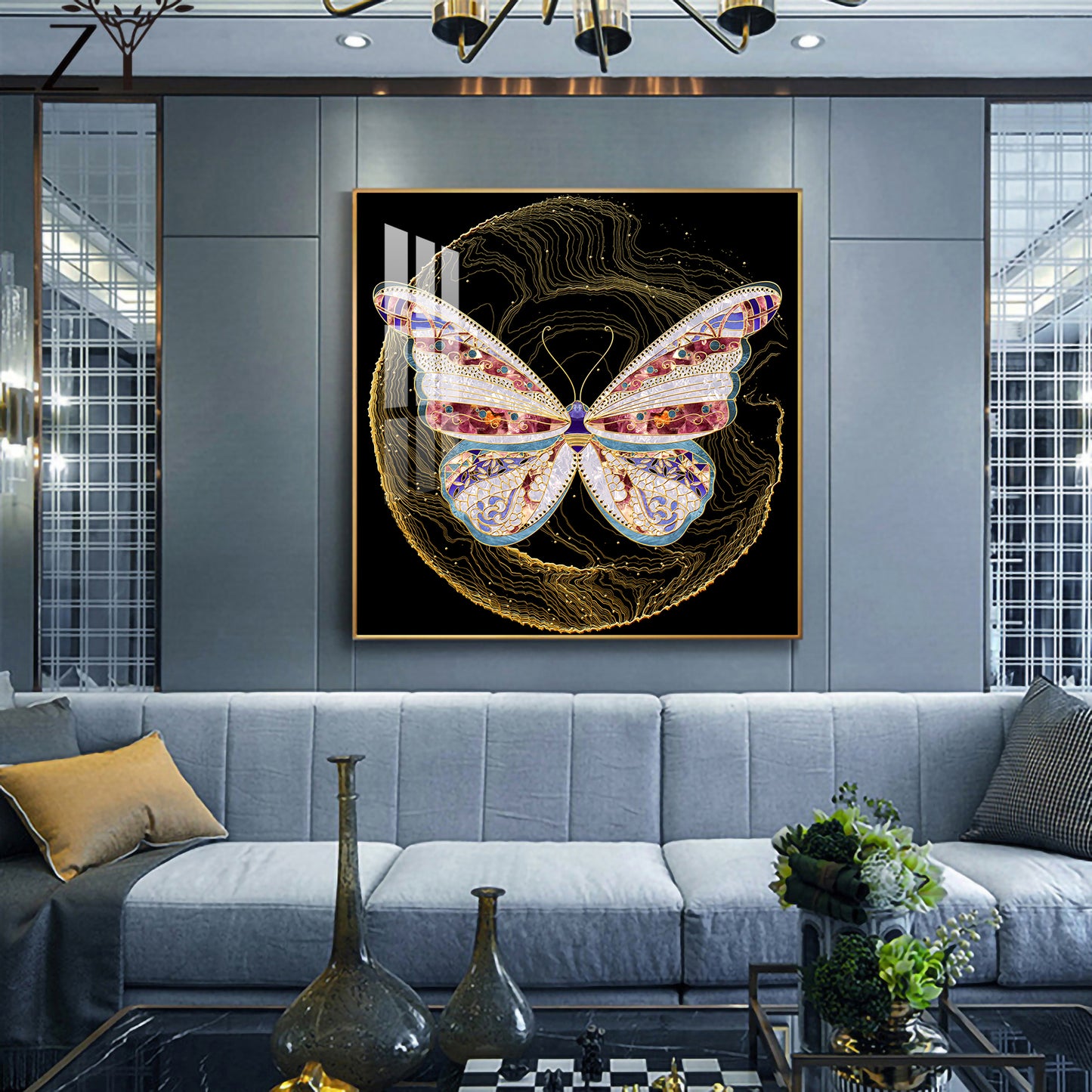 Nocturnal Wings Glass Finish Square Wall Art