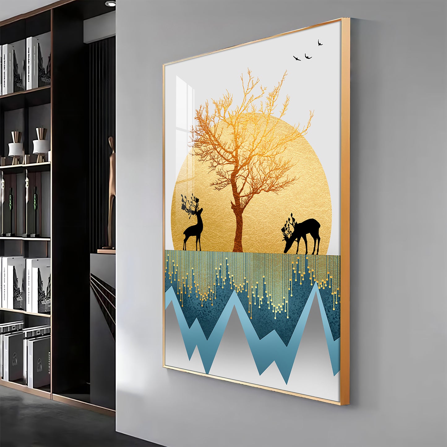 Mountain Whispers Glass Finish Vertical Wall Art