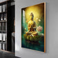 Buddha Lotus Harmony Glass Finish Vertical Wall Art