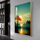 Golden Vista Glass Finish Vertical Wall Art