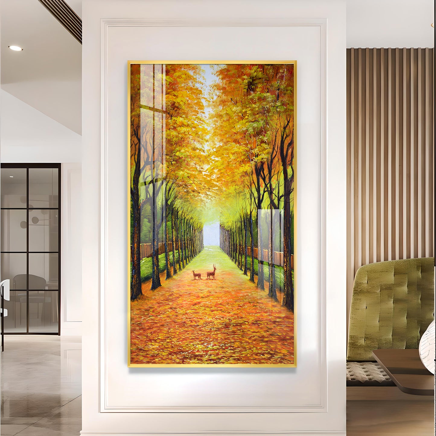 Tranquil Trails Glass Finish Vertical Wall Art