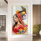 Loving Radha Krishna Glass Finish Vertical Wall Art
