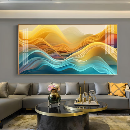 Waves Elegance Glass Finish Horizontal Wall Art