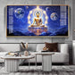 Illuminated Neon Buddha Glass Finish Horizontal Wall Art