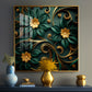 Emerald Garden Flower Glass Finish Square Wall Art