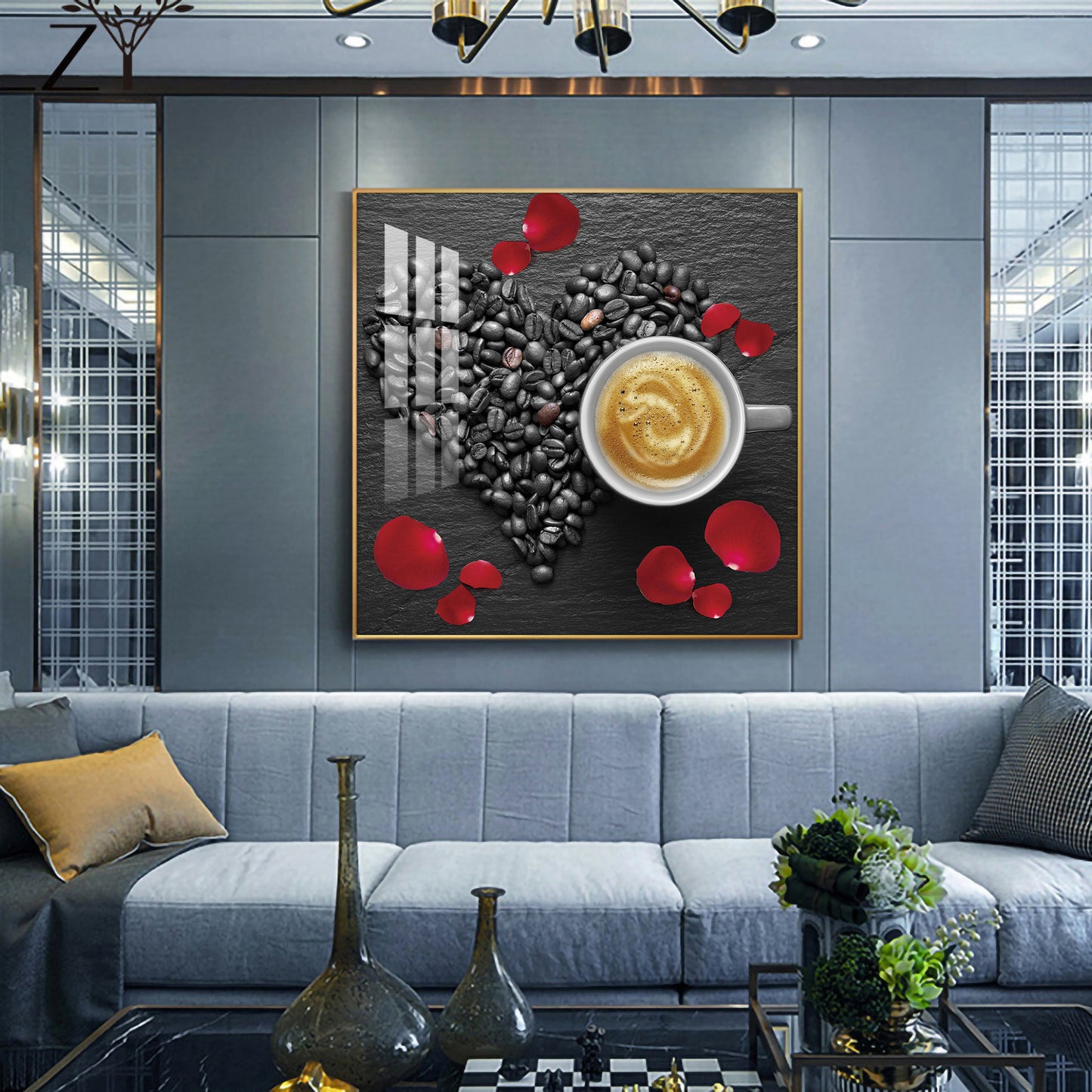 Coffee Charm Glass Finish Square Wall Art