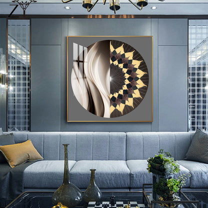 Dynamic Form Glass Finish Square Wall Art