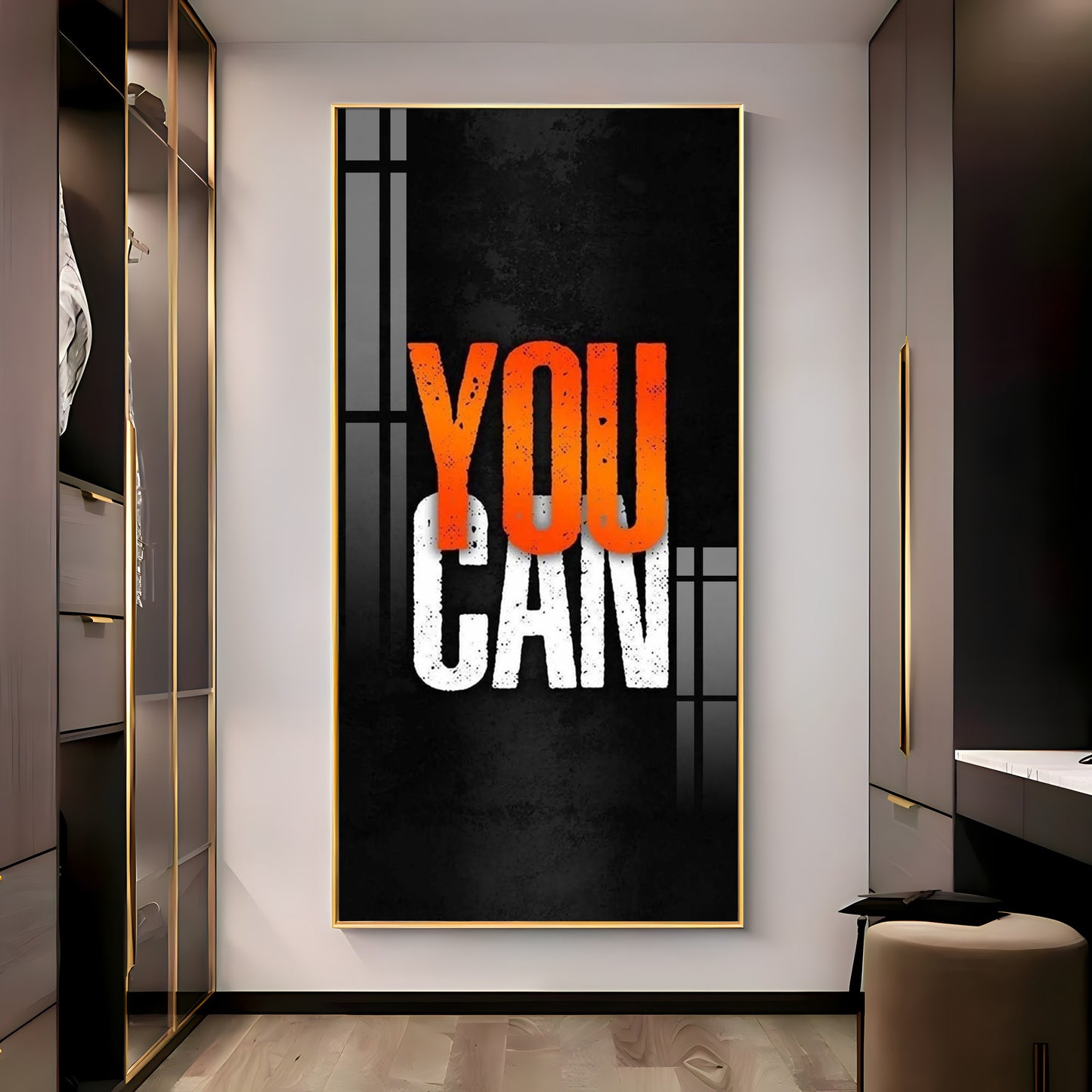You Can Motivational Glass Finish Vertical Wall Art
