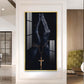 Jesus On The Cross Hand Glass Finish Vertical Wall Art