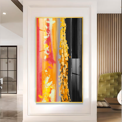 Fiery Essence Glass Finish Vertical Wall Art