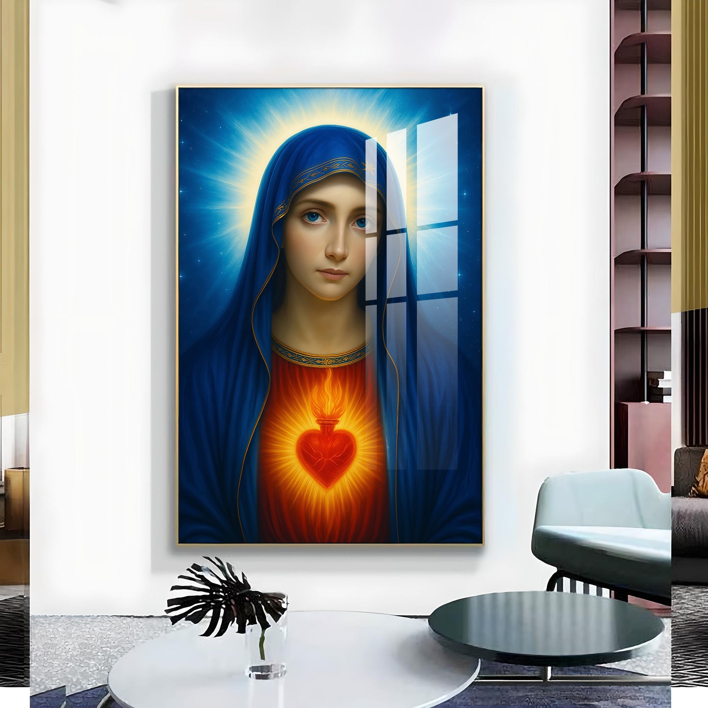 Mary Catholic Glass Finish Vertical Wall Art