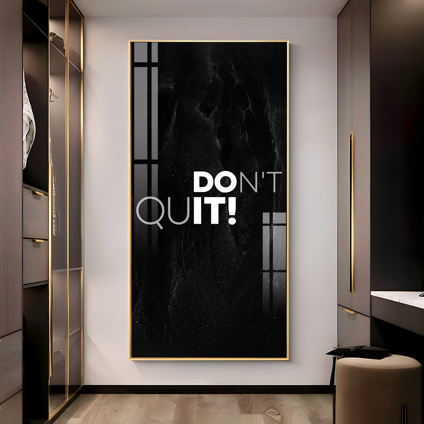 Don't Quit Motivational Glass Finish Vertical Wall Art