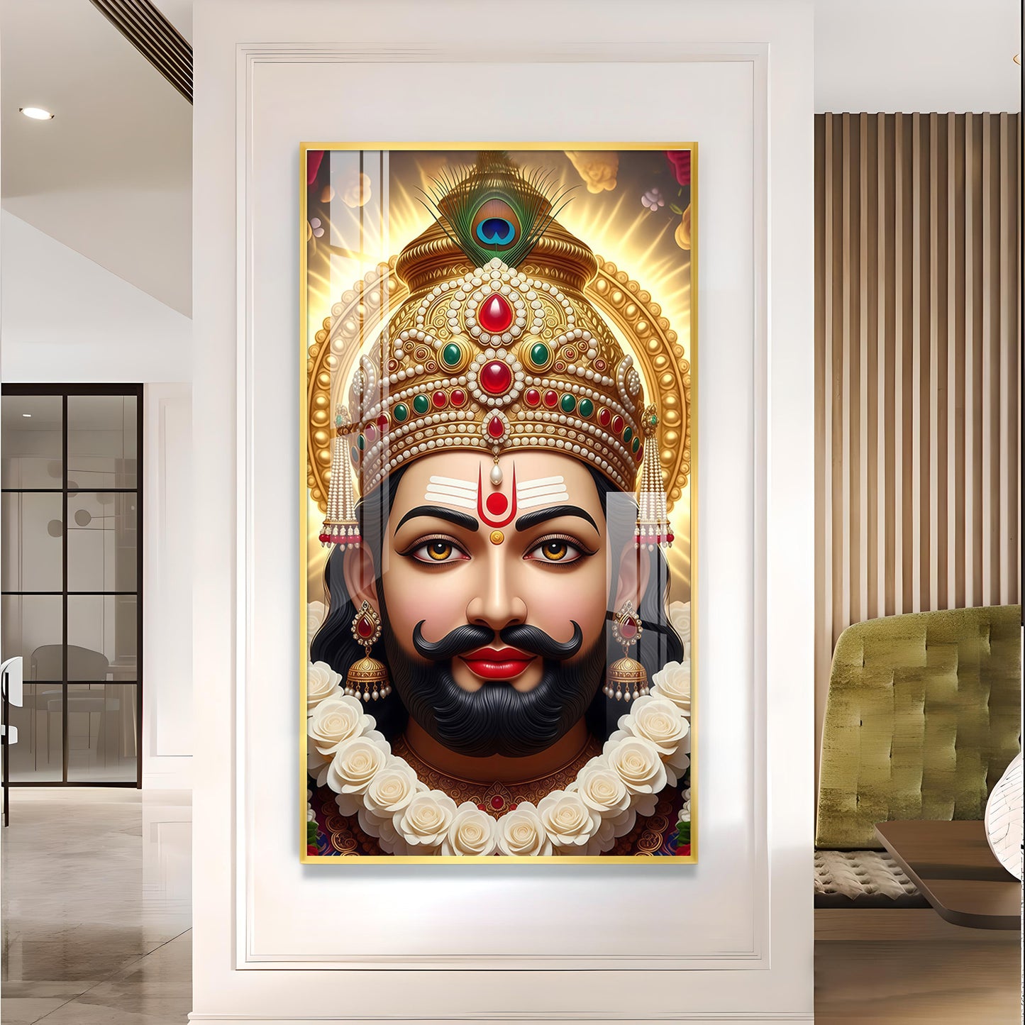 Jai Shri Shyam Baba Glass Finish Vertical Wall Art