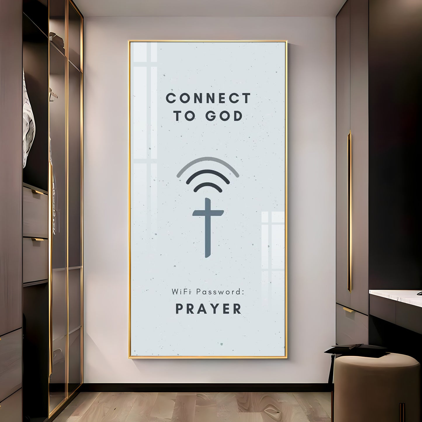 Connect To God Motivational Glass Finish Vertical Wall Art
